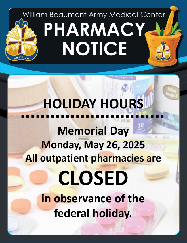 Pharmacy Memorial Day closure graphic image.