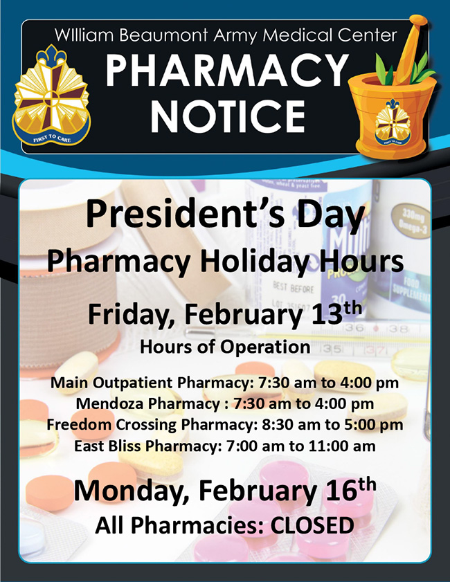 President's Day Pharmacy Closure graphic image