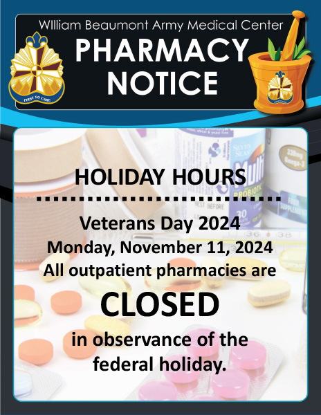 Pharmacy Closures image for Veterans Day