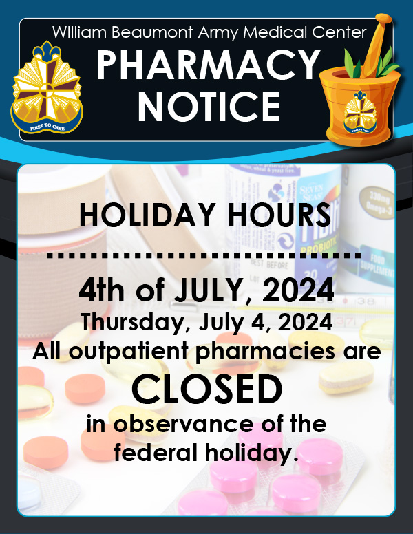 WBAMC Pharamacy closure announcement image